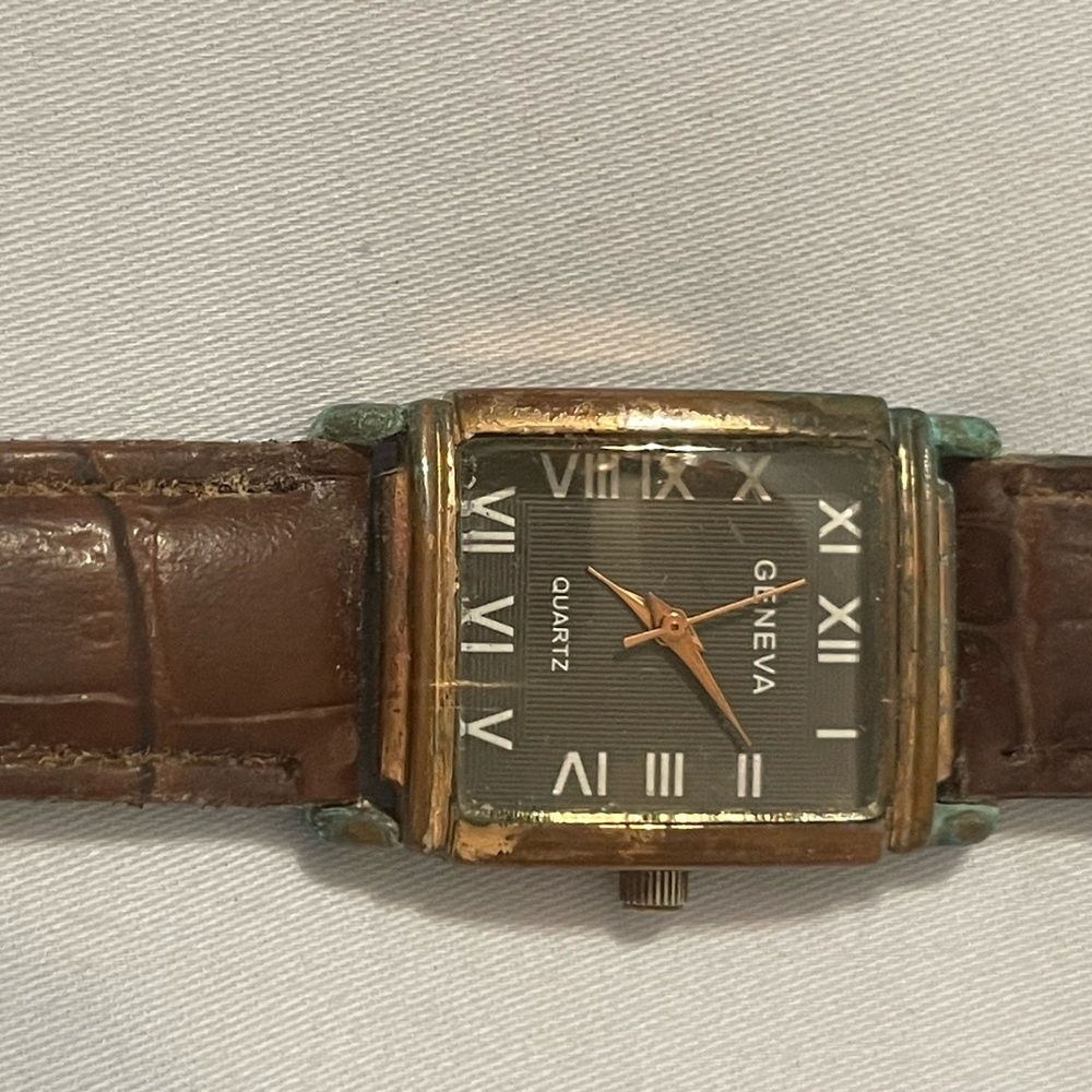 Geneva copper‎ tone  Brown Leather Watch